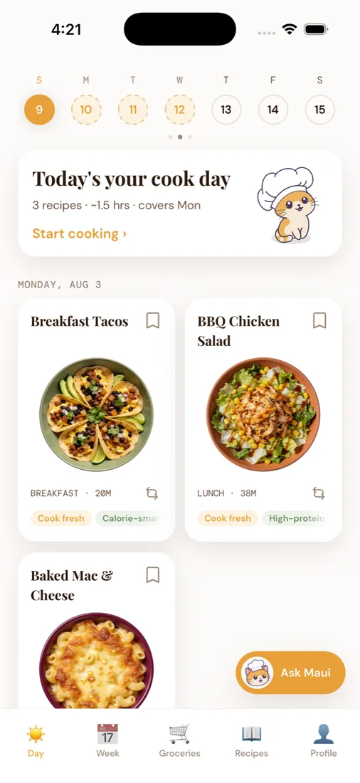 Maui app, Day view