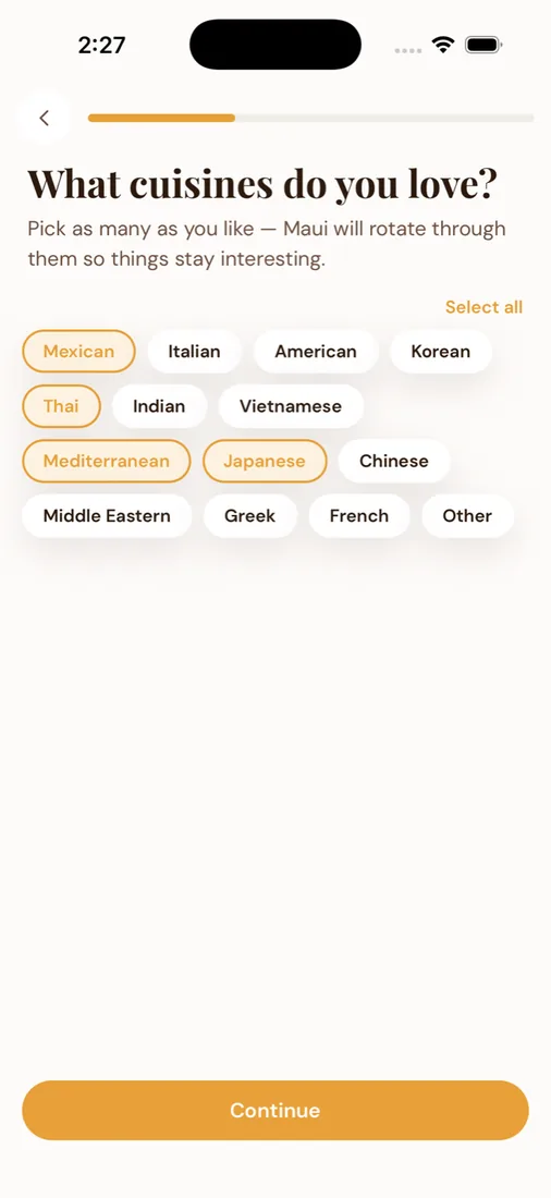 Maui app screen