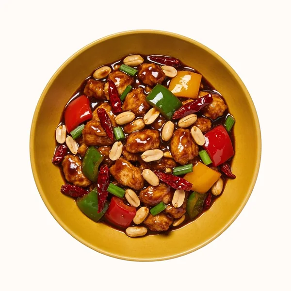 Kung Pao Chicken, plated, photographed from above.