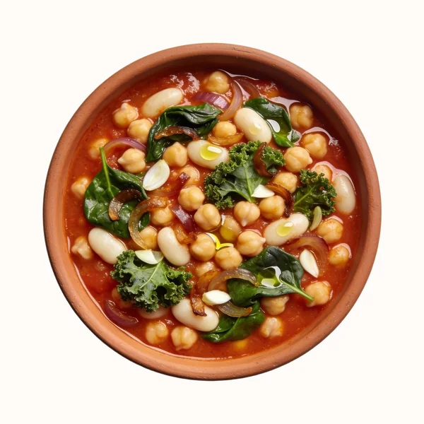 Mediterranean Chickpea Stew, plated, photographed from above.