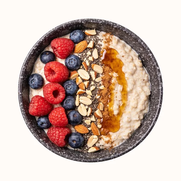 Overnight Oats, plated, photographed from above.